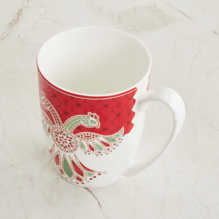 Foley Red Printed Bone China Coffee Mug - 360 ml