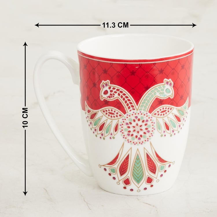 Foley Red Printed Bone China Coffee Mug - 360 ml