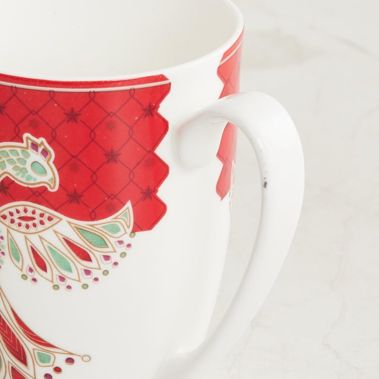 Foley Red Printed Bone China Coffee Mug - 360 ml