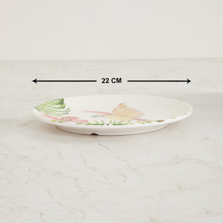 Truffles White Tropical Print Melamine Side Plate - 22cm