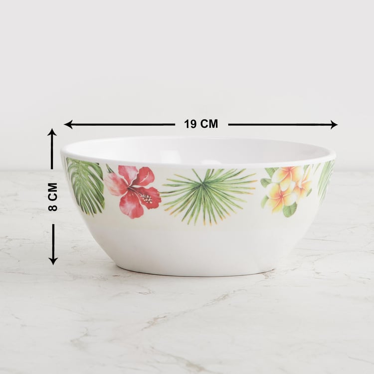 Tropical Soire White Printed Melamine Serving Bowl - 1100ml