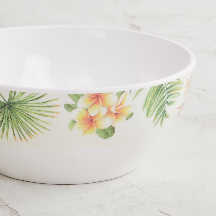 Tropical Soire White Printed Melamine Serving Bowl - 1100ml