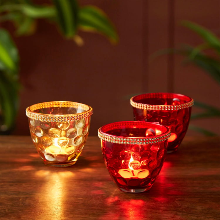 Raga Set of 3 Glass Votive Holders