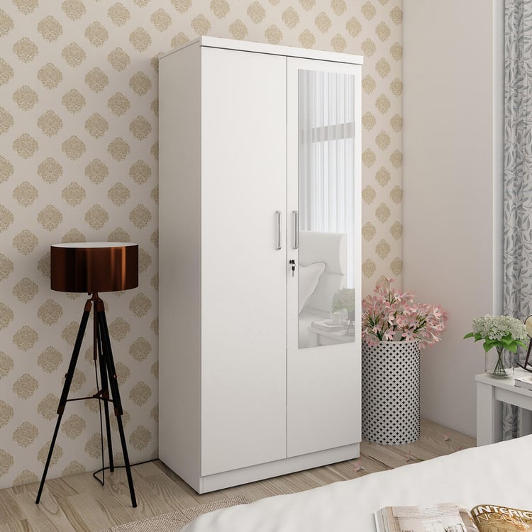 Helios Reynan 2-Door Wardrobe with Mirror - White