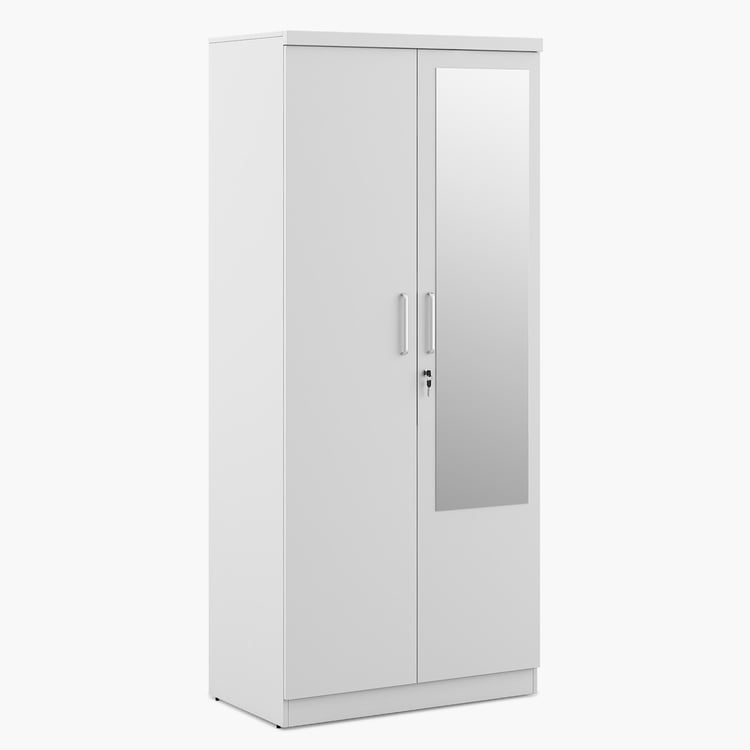 Helios Reynan 2-Door Wardrobe with Mirror - White