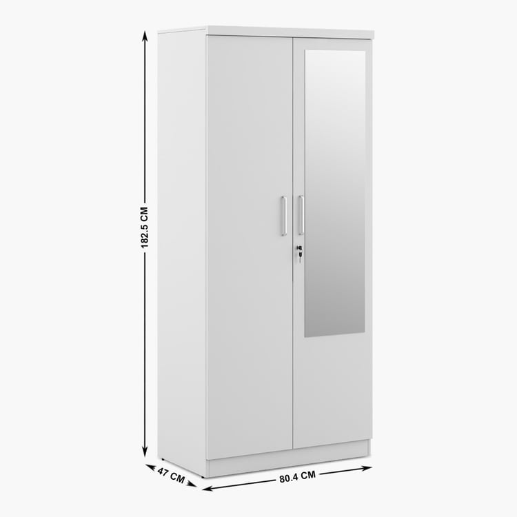 Helios Reynan 2-Door Wardrobe with Mirror - White