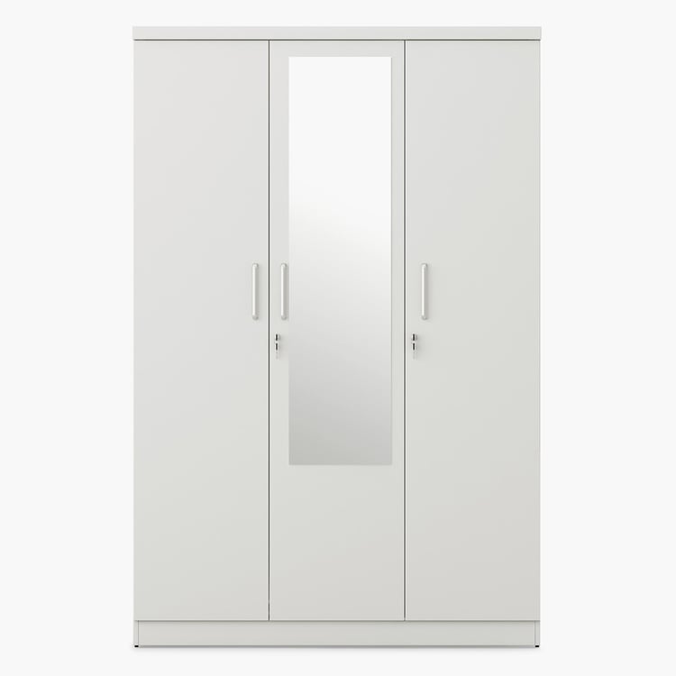 Helios Reynan 3-Door Wardrobe with Mirror - White