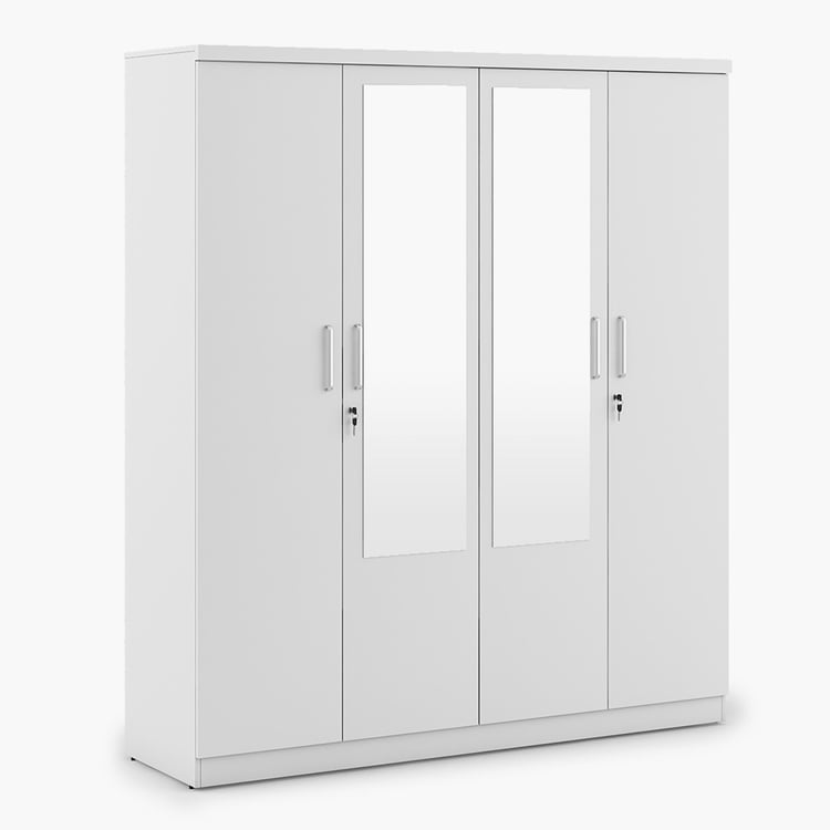 Helios Reynan 4-Door Wardrobe with Mirror - White