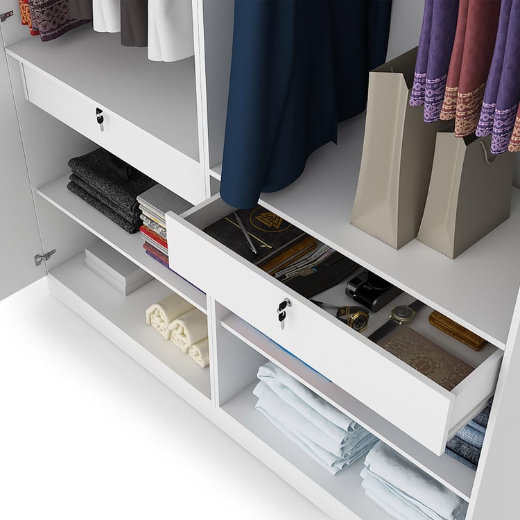 Helios Reynan 4-Door Wardrobe with Mirror - White