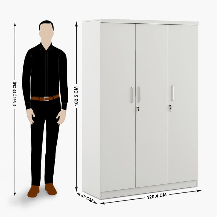 Helios Reynan 3-Door Wardrobe - White