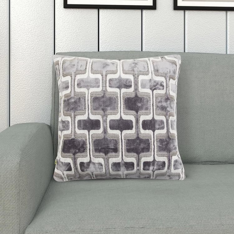 Lush - Grey Textured Velvet Cushion Cover - 40x40cm
