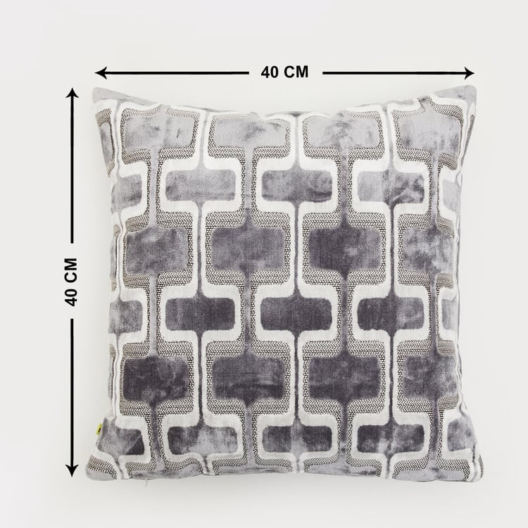 Lush - Grey Textured Velvet Cushion Cover - 40x40cm
