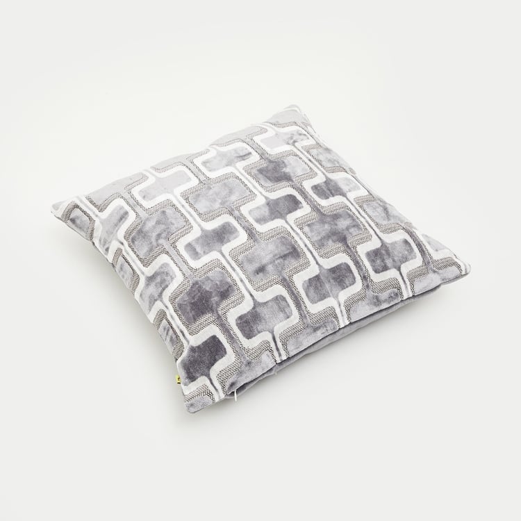 Lush - Grey Textured Velvet Cushion Cover - 40x40cm