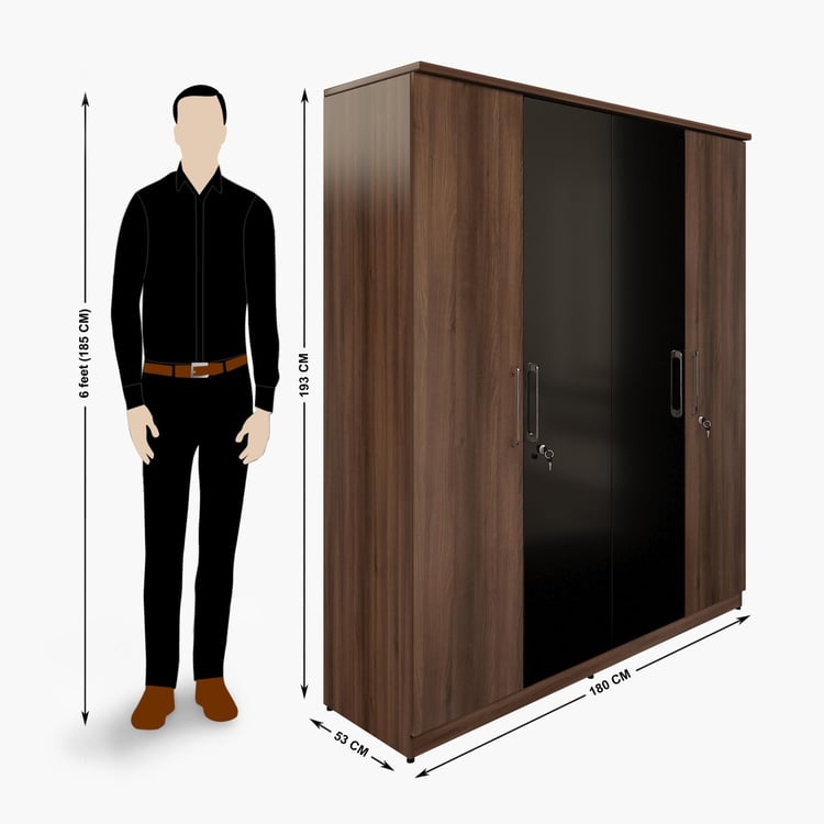 Clover Particle Wood 4 Door Swing Wardrobe