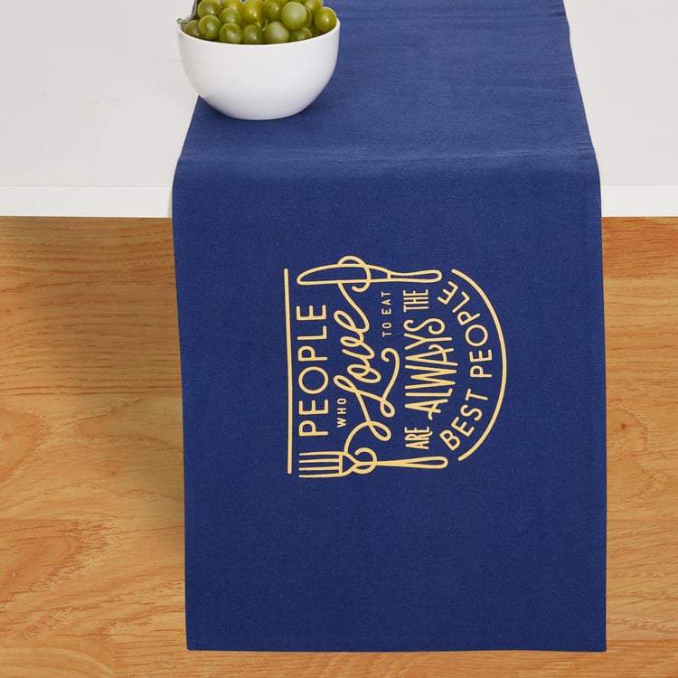 Bohochic Blue Printed Cotton Table Runner - 33 x 180 cm