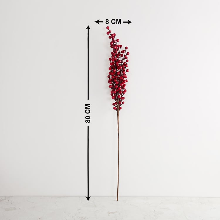 Fiesta Red Textured Artificial Cherry Stick- 80 x 8 cm