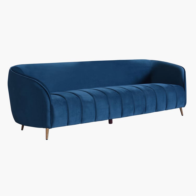 Janice Velvet 3-Seater Sofa - Blue