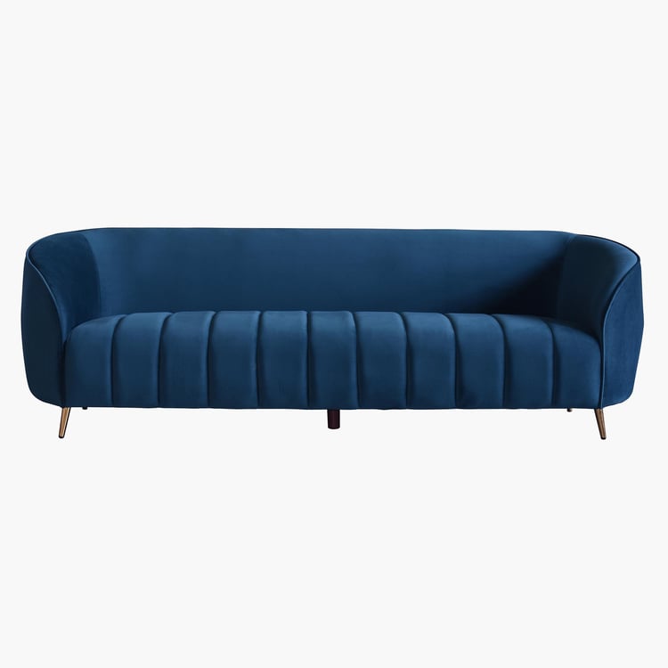 Janice Velvet 3-Seater Sofa - Blue