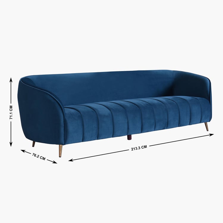 Janice Velvet 3-Seater Sofa - Blue