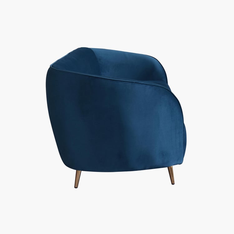 Janice Velvet 3-Seater Sofa - Blue