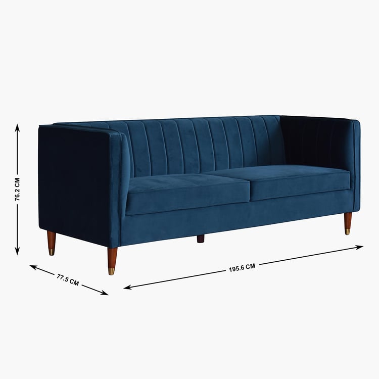 Buy Kelly Velvet 3-Seater Sofa Blue from Home Centre at just INR