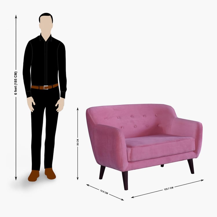 Riki Fabric 2-Seater Sofa - Pink