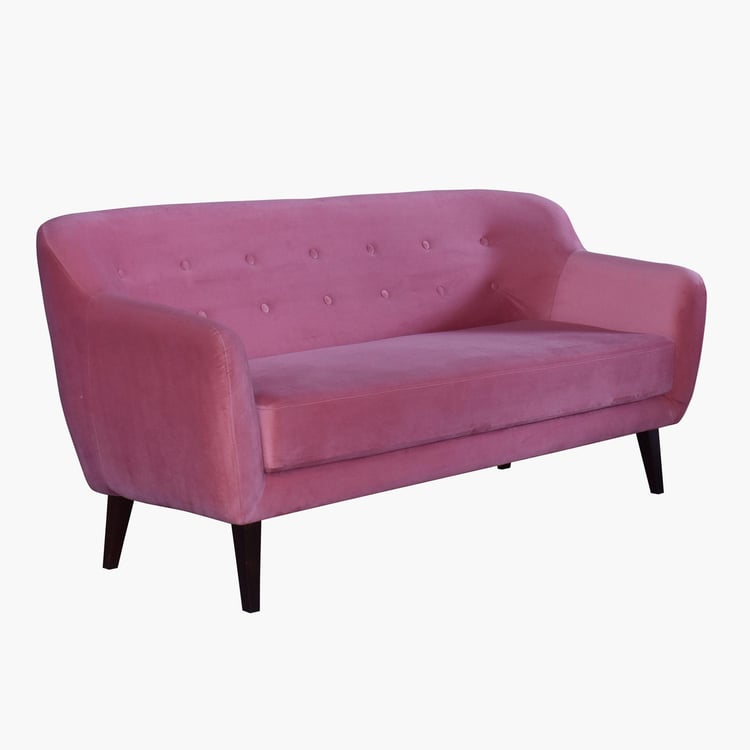 Riki Velvet 3-Seater Sofa - Pink