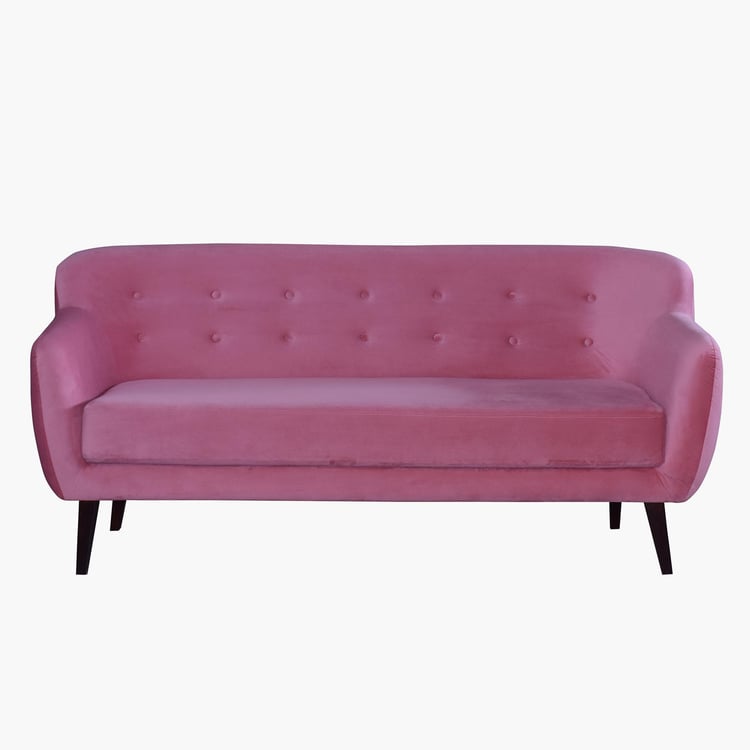 Riki Velvet 3-Seater Sofa - Pink