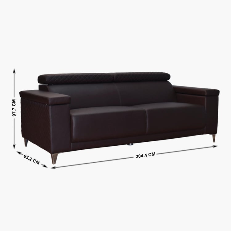 Spectra Faux Leather 3-Seater Sofa - Brown