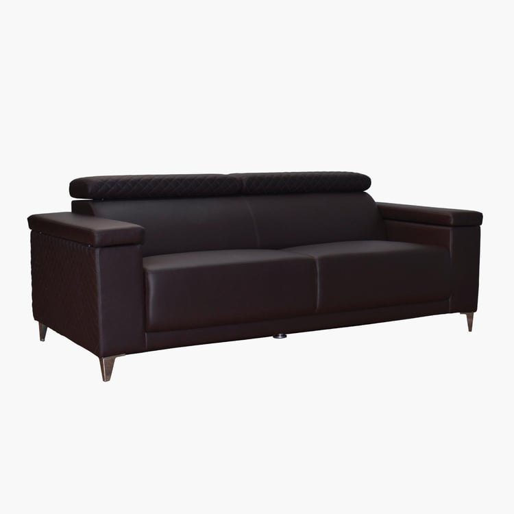 Spectra Faux Leather 3-Seater Sofa - Brown