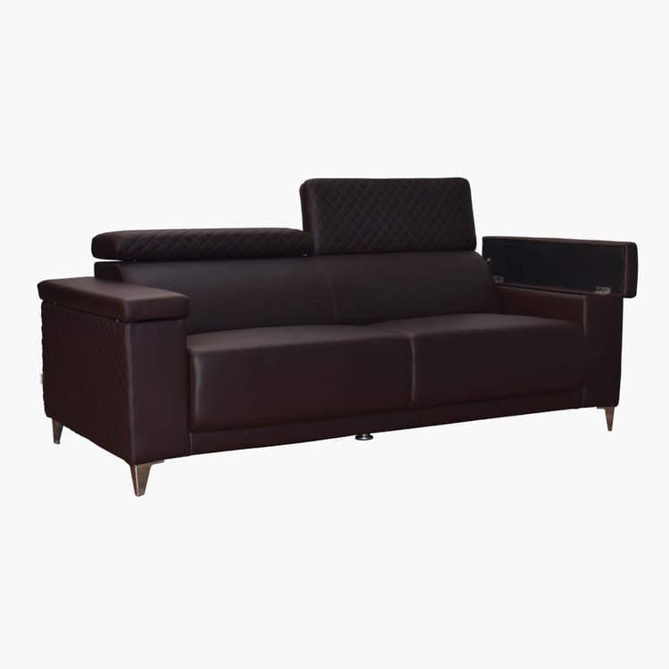 Spectra Faux Leather 3-Seater Sofa - Brown