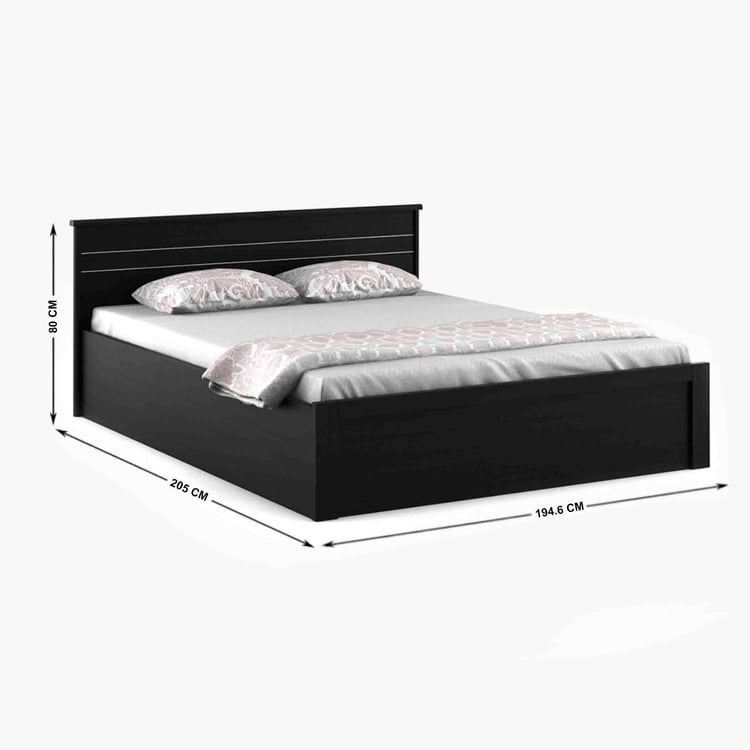 Helios Rhine Rennes King Bed with Hydraulic Storage - Black