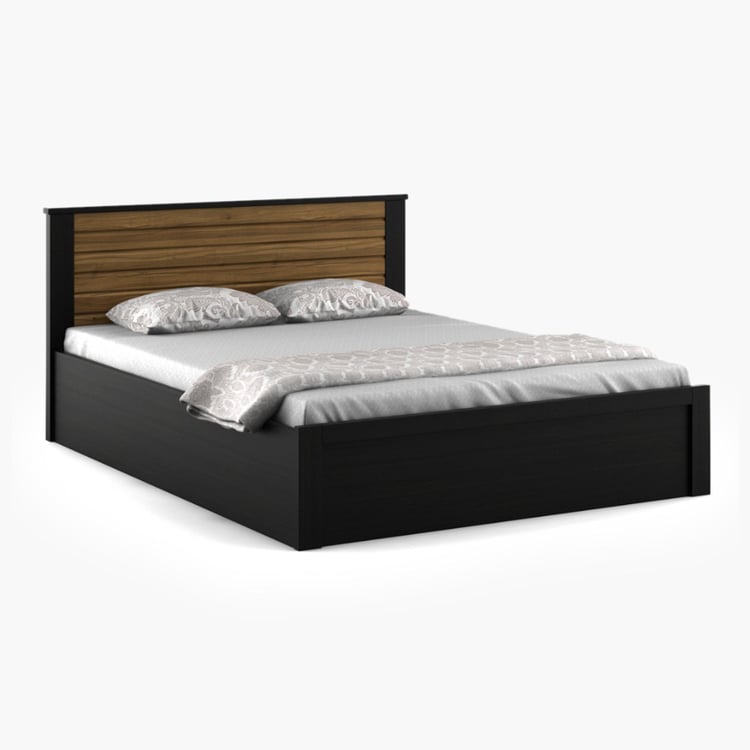 Helios Rhine Lyon King Bed with Box Storage - Black