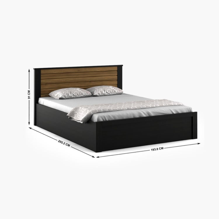 Helios Rhine Lyon King Bed with Box Storage - Black