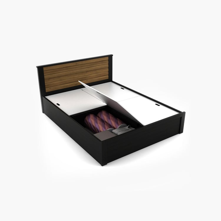 Helios Rhine Lyon King Bed with Box Storage - Black