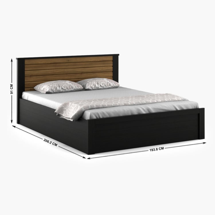 Helios Rhine Lyon King Bed with Hydraulic Storage - Black