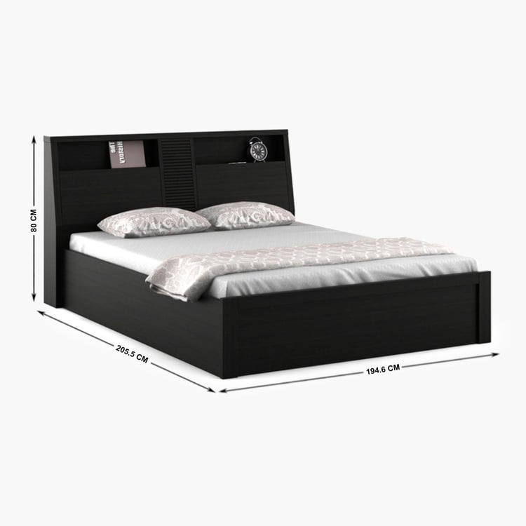 Helios Rhine Nancy King Bed with Box Storage - Black