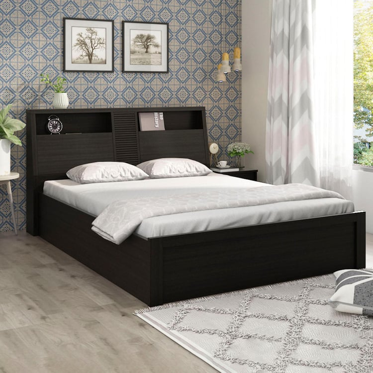 Helios Rhine Nancy King Bed with Hydraulic Storage - Black