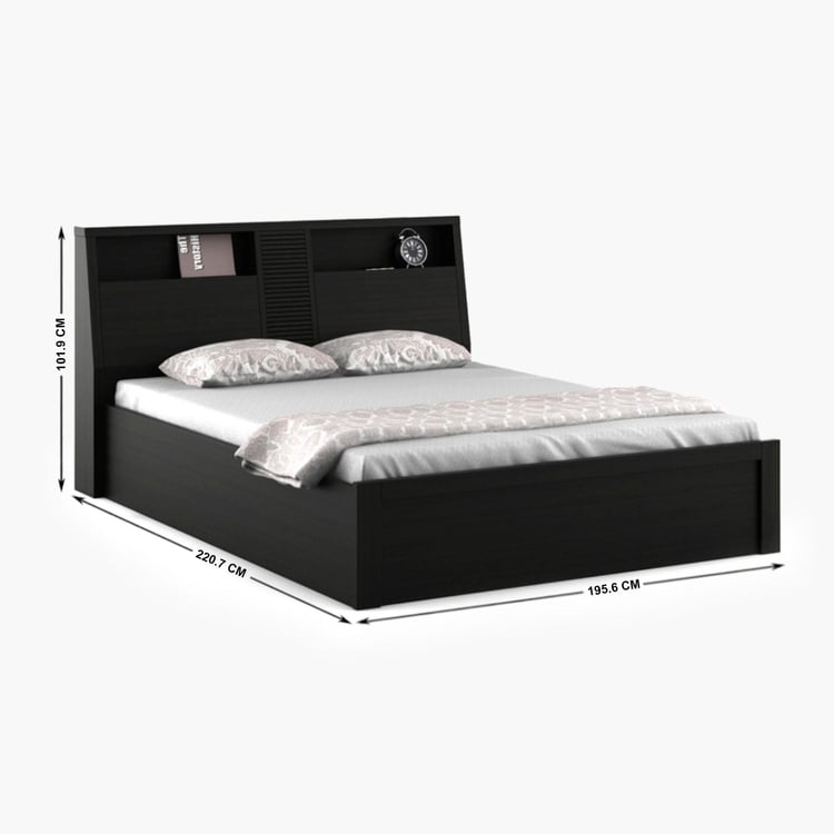 Helios Rhine Nancy King Bed with Hydraulic Storage - Black