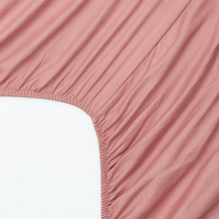 Florida Dusty Rose Solid Cotton Double Bedsheet Set- 3 Pieces