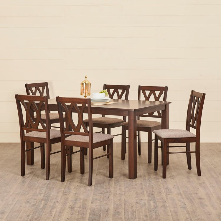 Cornell Brown Engineered Wood 6-Seater Dining Table Set With 6 Chairs