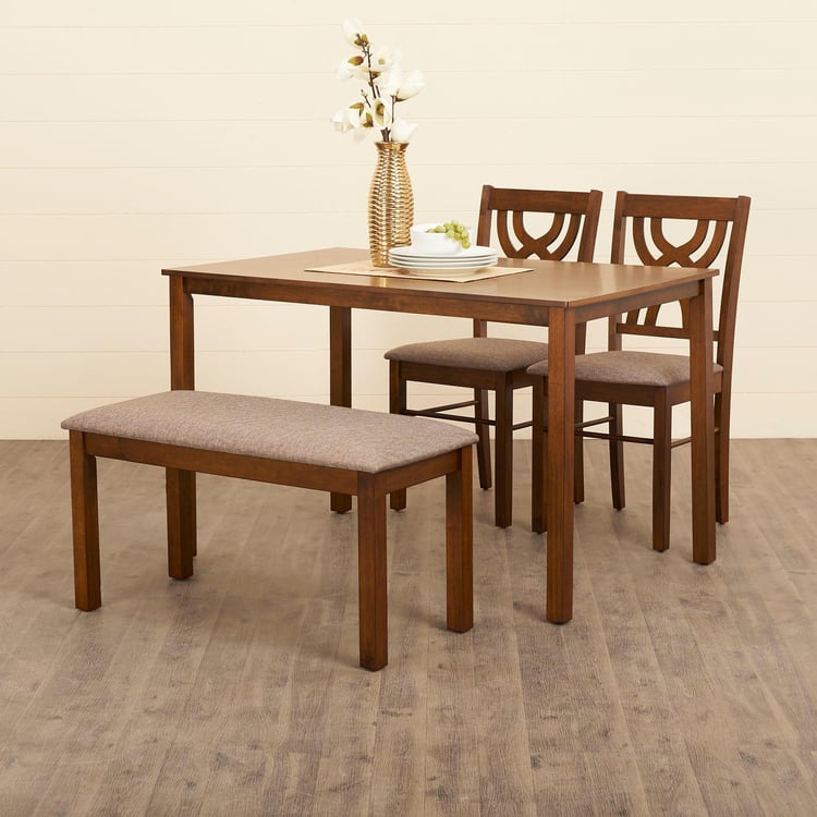 Quadro 4-Seater Dining Set with Chairs and Bench - Brown