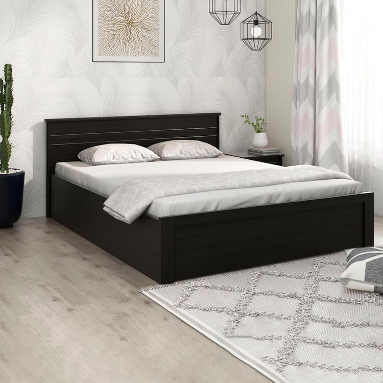 Helios Rhine Rennes Queen Bed with Box Storage - Black