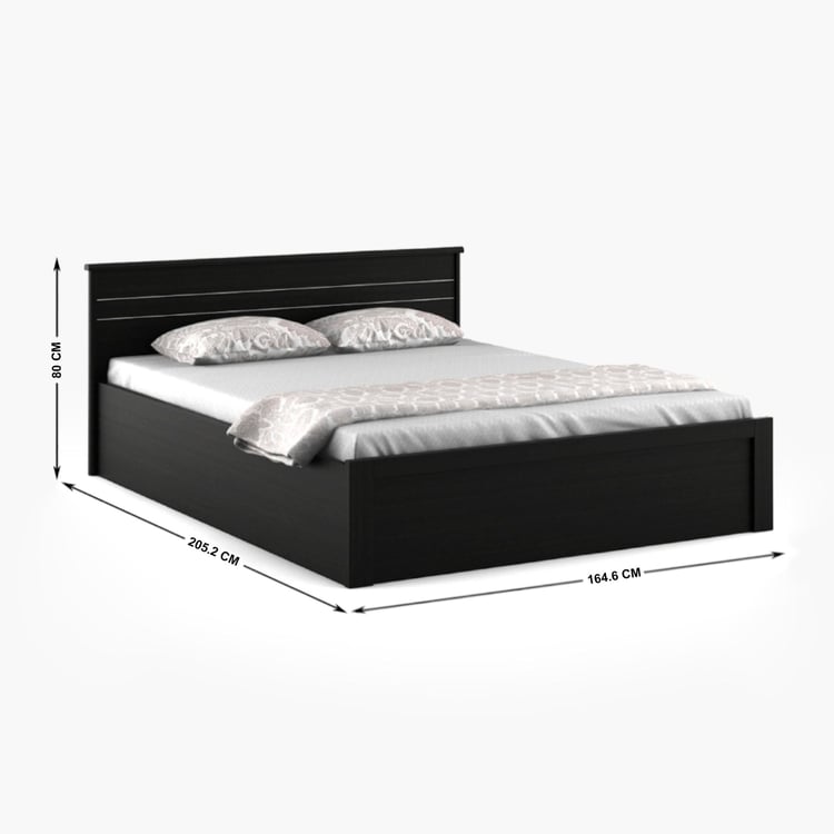 Helios Rhine Rennes Queen Bed with Box Storage - Black