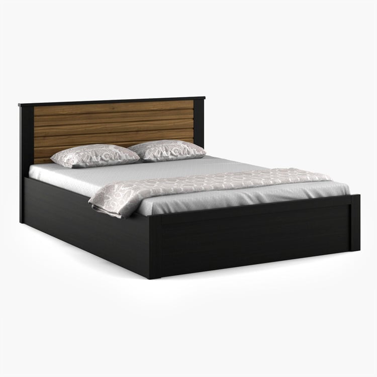Helios Rhine Lyon Queen Bed with Box Storage - Black