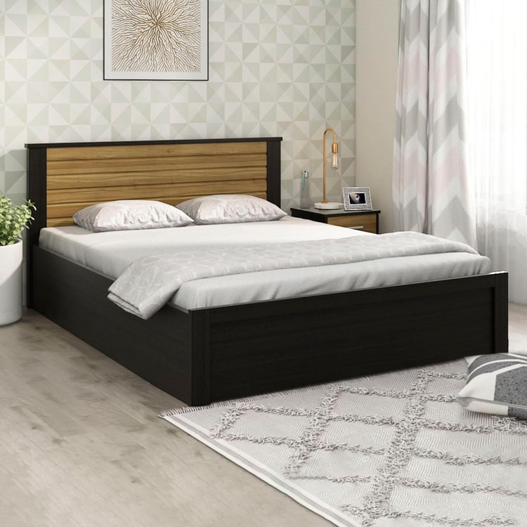 Helios Rhine Lyon Queen Bed with Box Storage - Black