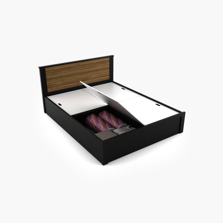 Helios Rhine Lyon Queen Bed with Box Storage - Black