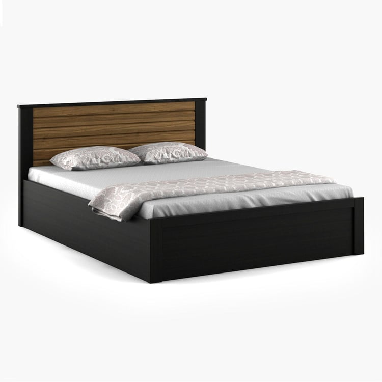 Helios Rhine Lyon Queen Bed with Hydraulic Storage - Black