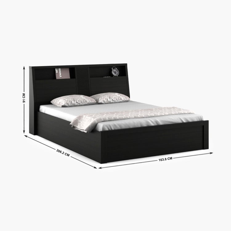 Helios Rhine Nancy Queen Bed with Box Storage - Black