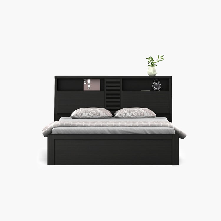 Helios Rhine Nancy Queen Bed with Box Storage - Black